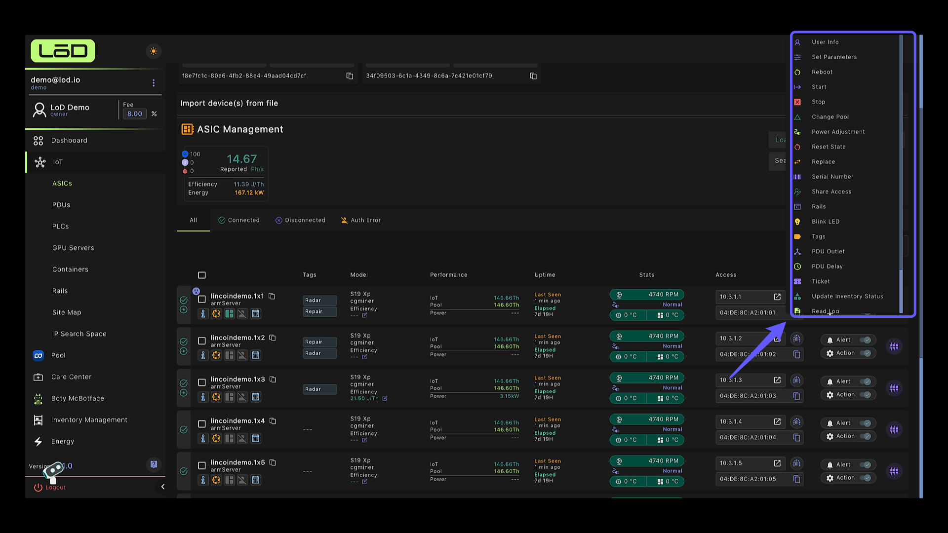 Individual ASIC Commands