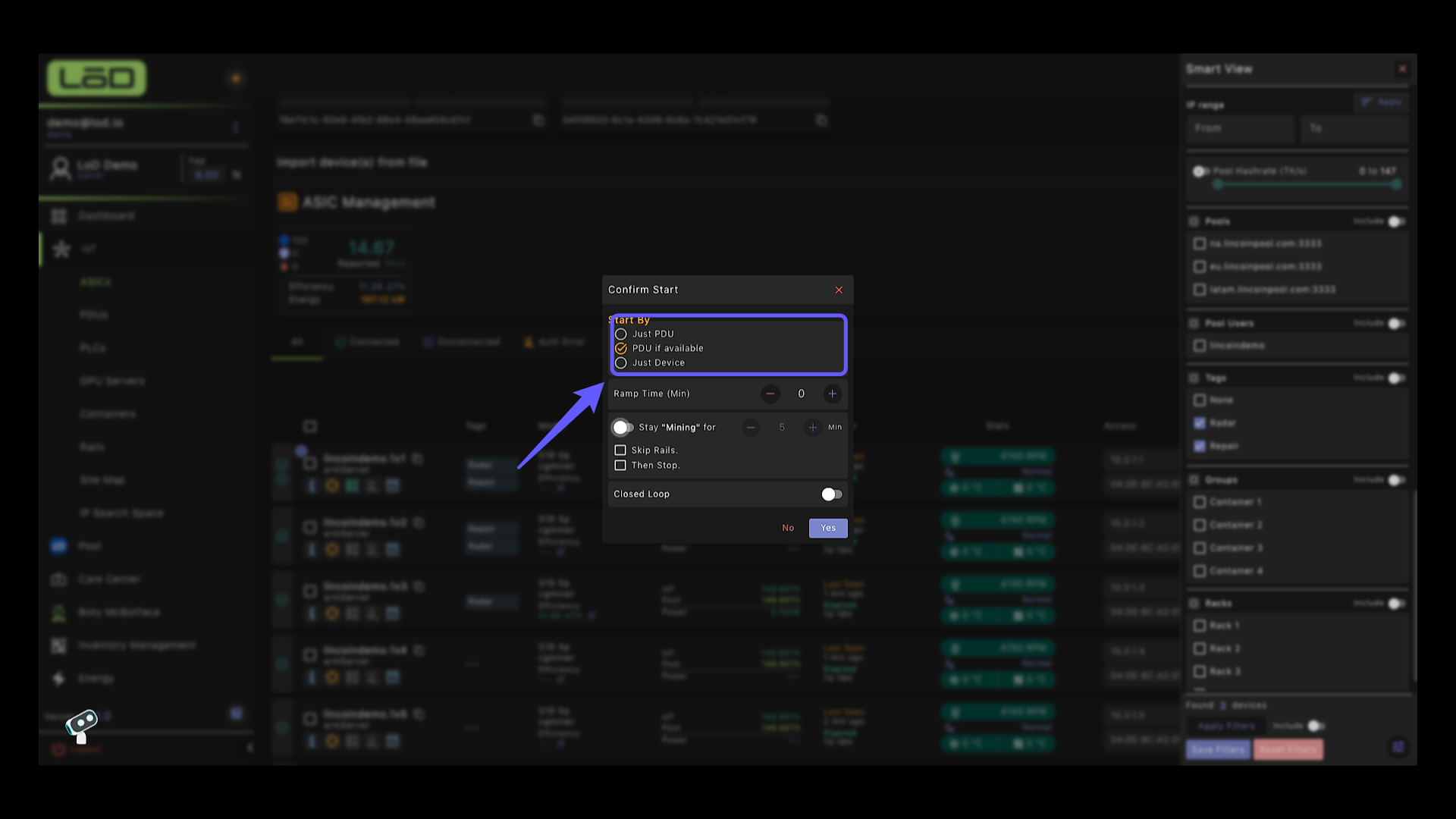 Confirm Mining Start