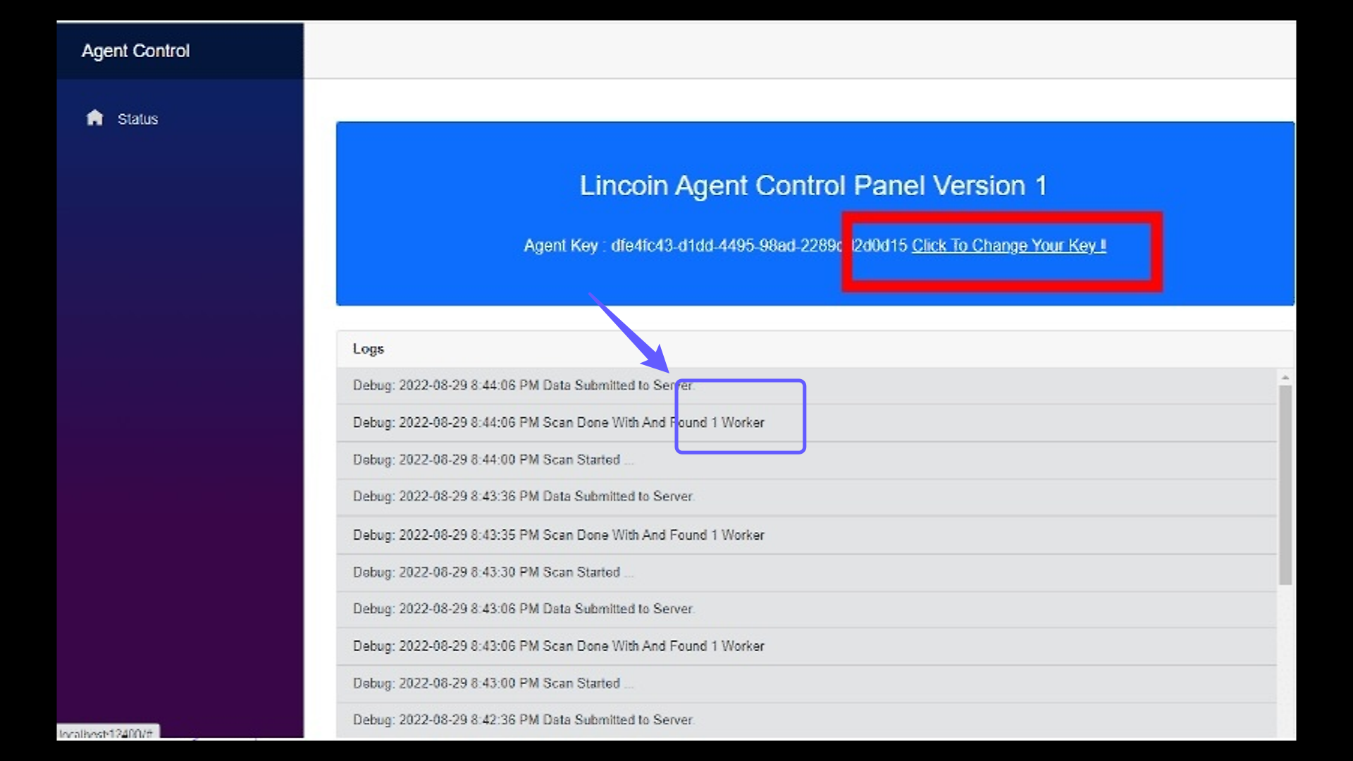 Paste Your Agent Key