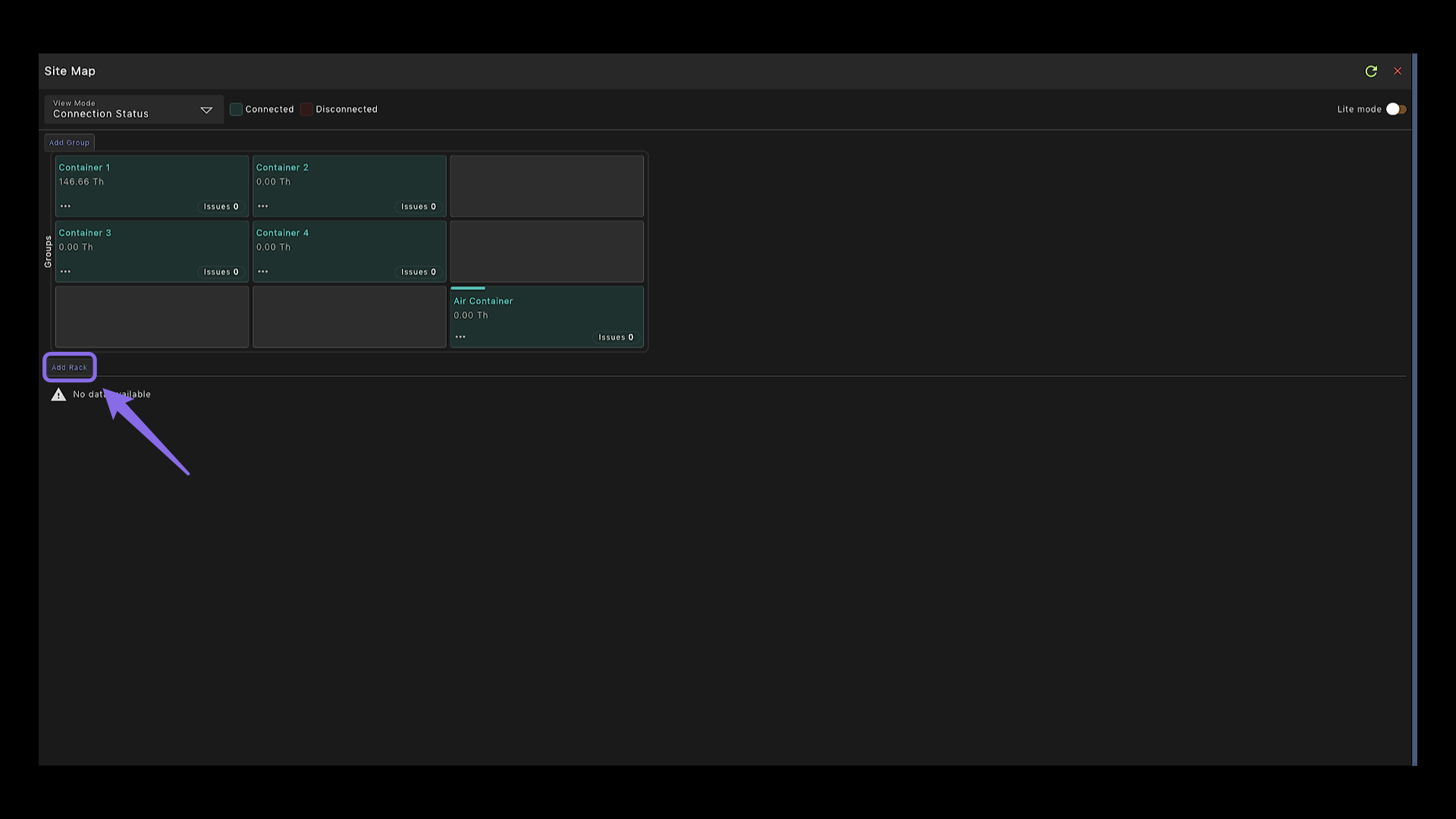 Add Rack Button